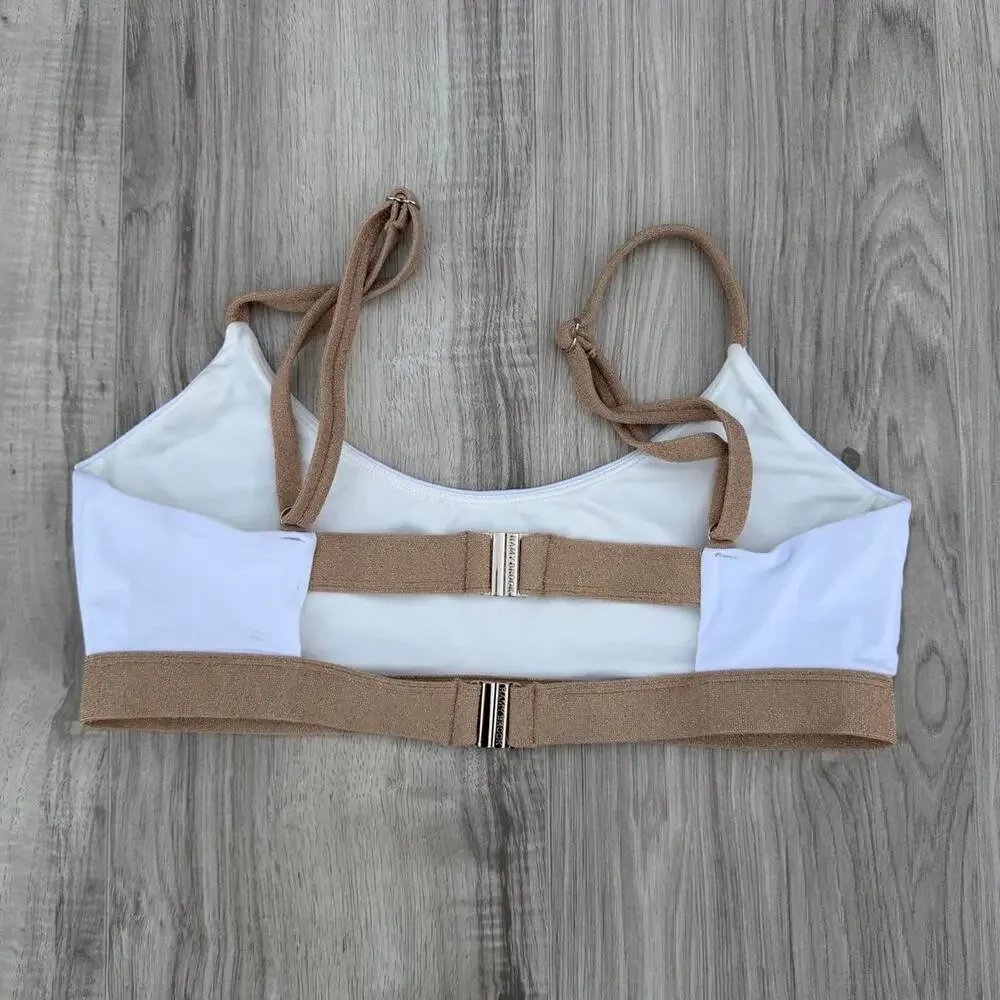 Ramy Brook White & Gold Bikini Top Women’s M